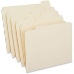 UNV16115 - 1/5 Tab Cut Letter Recycled Top Tab File Folder, 8 1/2" x 11", 3/4" Expansion, Assorted Tab Position, 11 pt., Manila Paper, Brown, 10% Recycled, 100 / Box
