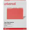 UNV12303 - 1/3 Tab Cut Letter Recycled Top Tab File Folder, 8 1/2" x 11", Assorted Tab Position, 11 pt., Stock, Red, 10% Recycled, 100 / Box