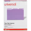 UNV12305 - 1/3 Tab Cut Letter Recycled Top Tab File Folder, 8 1/2" x 11", Assorted Tab Position, 11 pt., Stock, Purple, 10% Recycled, 100 / Box