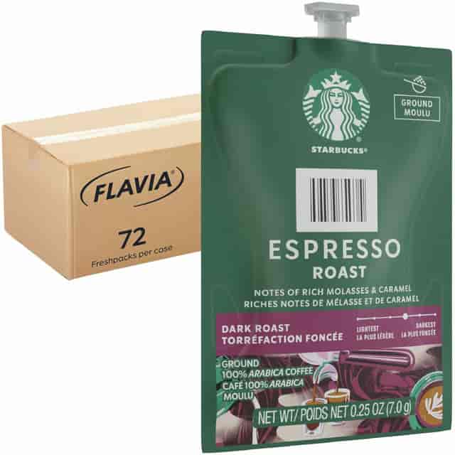 FLAVIA Coffee Freshpacks, Espresso Dark Roast, 0.25 oz Freshpack, 72/Carton FLAVIA Coffee Freshpacks, Espresso Dark Roast, 0.25 oz Freshpack, 72/Carton