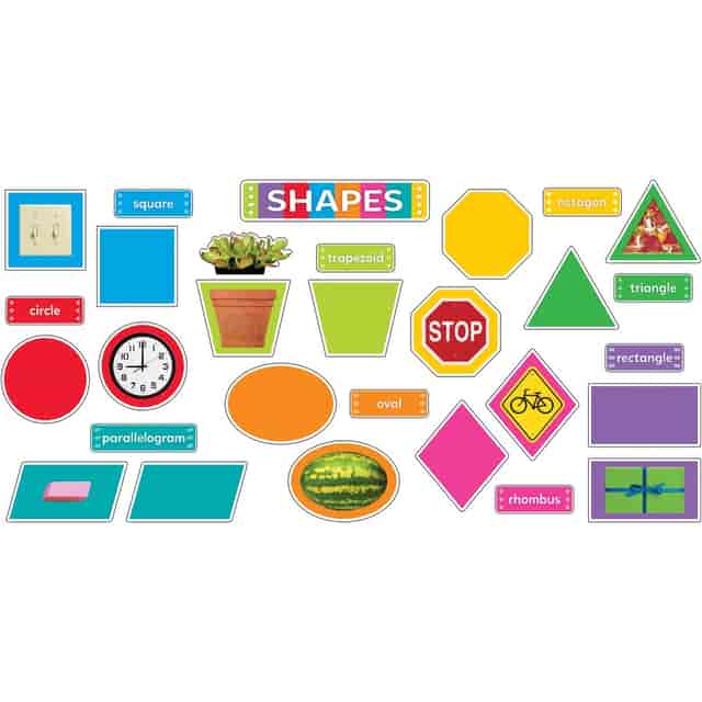 Trend Shapes All Around Us Learning Set - Learning Theme/Subject - 1 x Circle, 1 x Triangle, 1 x Square, 1 x Oval, 1 x Octagon, 1 x Parallelogram, 1 x Rhombus, 1 x Rectangle, 1 x Trapezoid Shape - Durable, Reusable, Sturdy - Multi - 1 Each