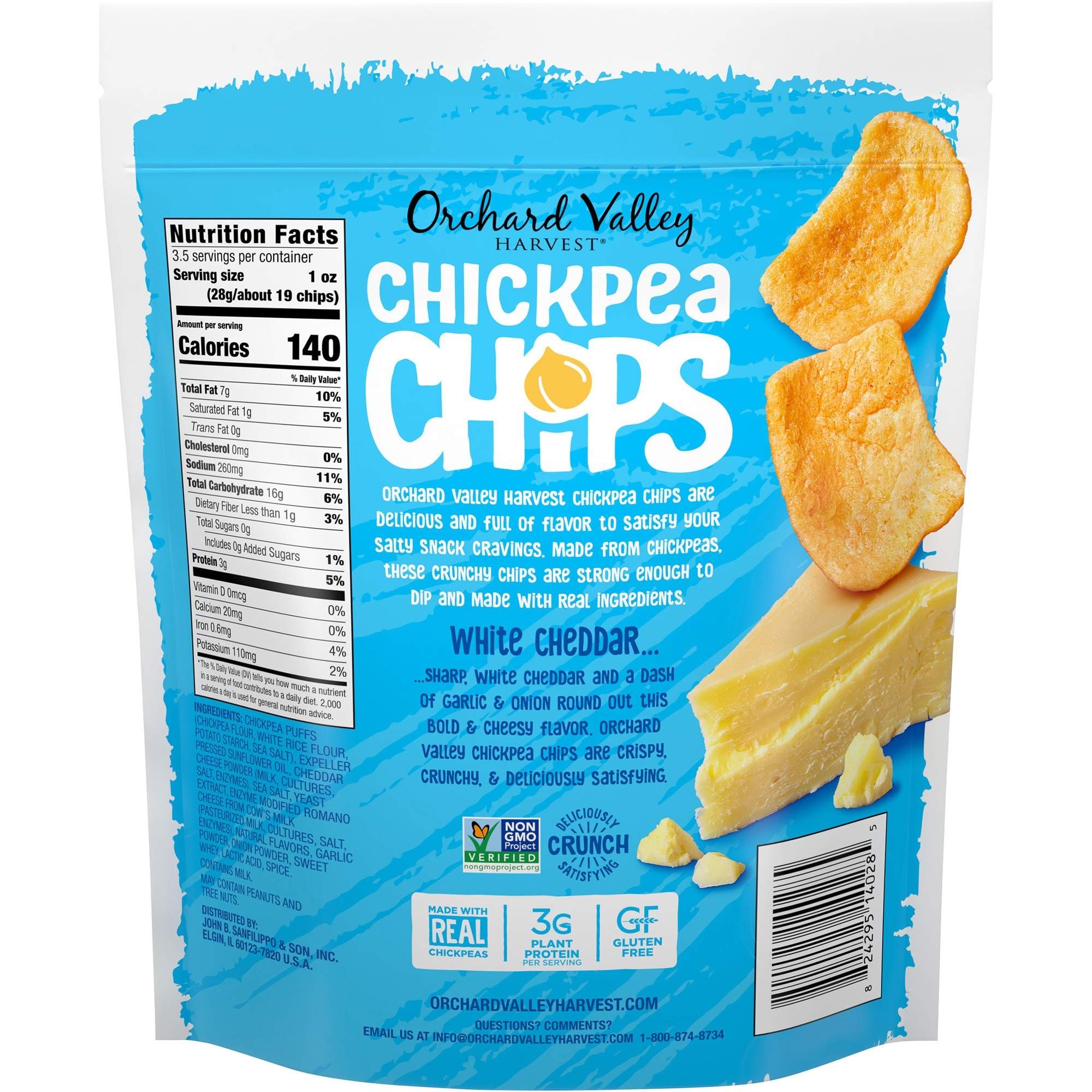 White Cheddar Chickpea Chips by Orchard Valley Harvest JBSV14028