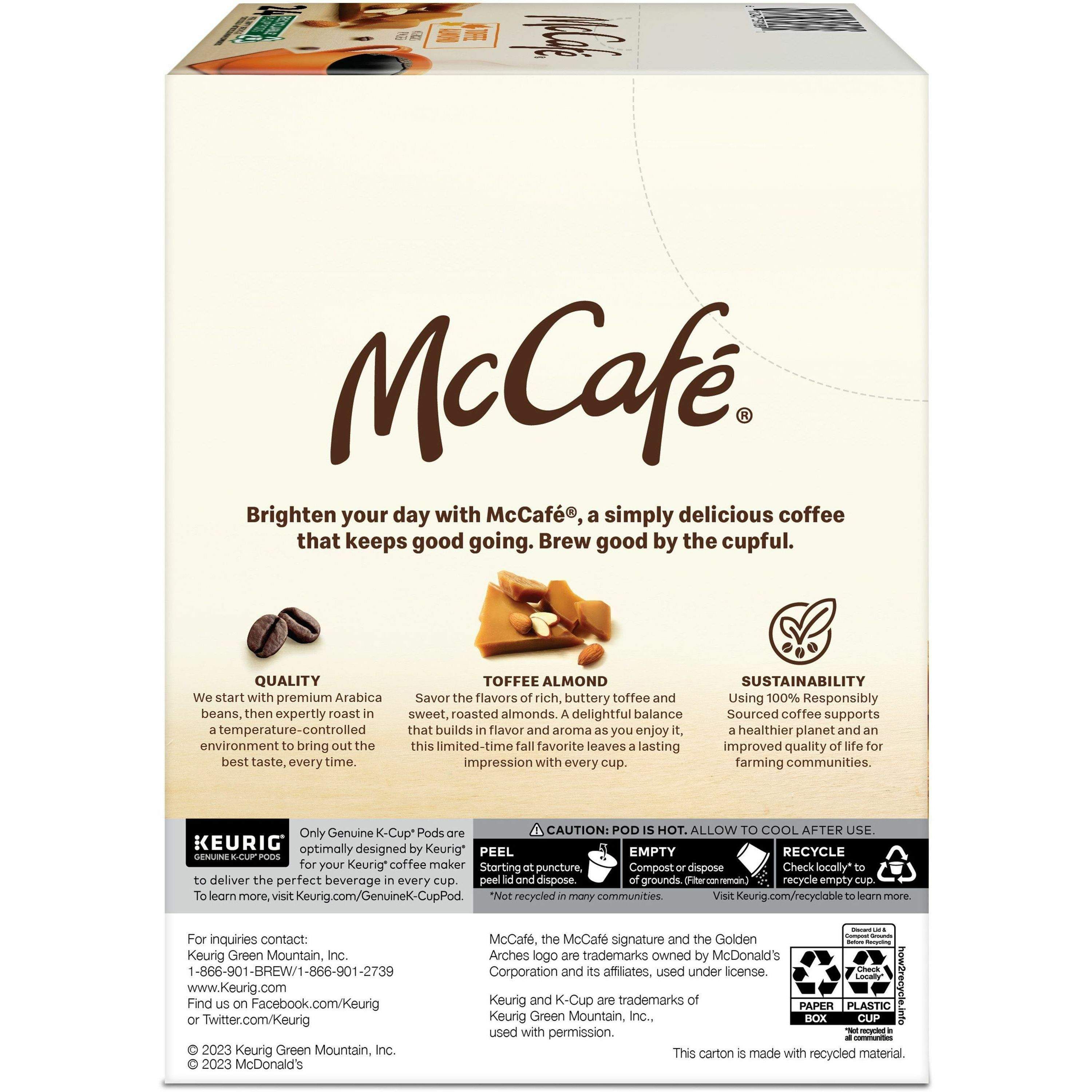 K-Cup Toffee Almond Coffee by McCafe® GMT9189 | OnTimeSupplies.com