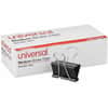 UNV10210 - Binder Clip, Medium, 1.3" Width, 0.63" Size Capacity, for School, Home, Office, Paper, Sturdy, Foldable, Black, Silver, Metal, Steel Wire, 12 / Dozen