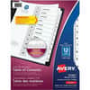 AVE11140 - Ready Index Table of Contents Dividers, 12 x Divider(s), 12 Printed Tab(s), Digit, 1-12, 12 Tab(s)/Set, 8.5" Divider Width x 11" Divider Length, 3 Hole Punched, White Paper Divider, White Paper Tab(s)