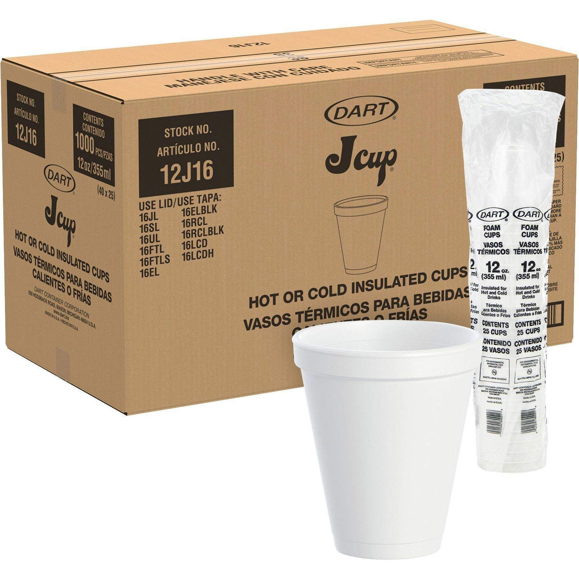Foam Drink Cups by Dart® DCC12J12BG | OnTimeSupplies.com