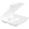 DCC95HT3R - 9-1/2" Triple-Compartment Foam Containers, White, Foam Body, 100/Pack, 2 / Carton
