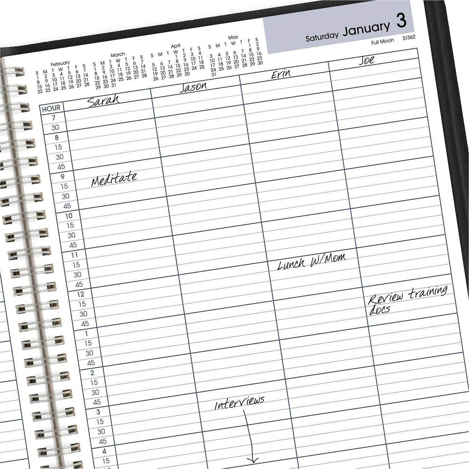 AT-A-GLANCE DayMinder Four Person Group Daily Appointment Book 11 X 8