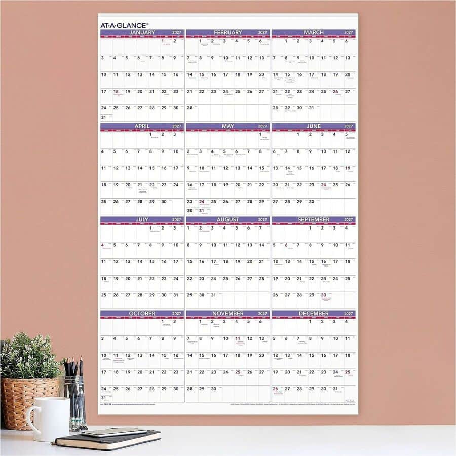 Recycled Yearly Wall Calendar 24