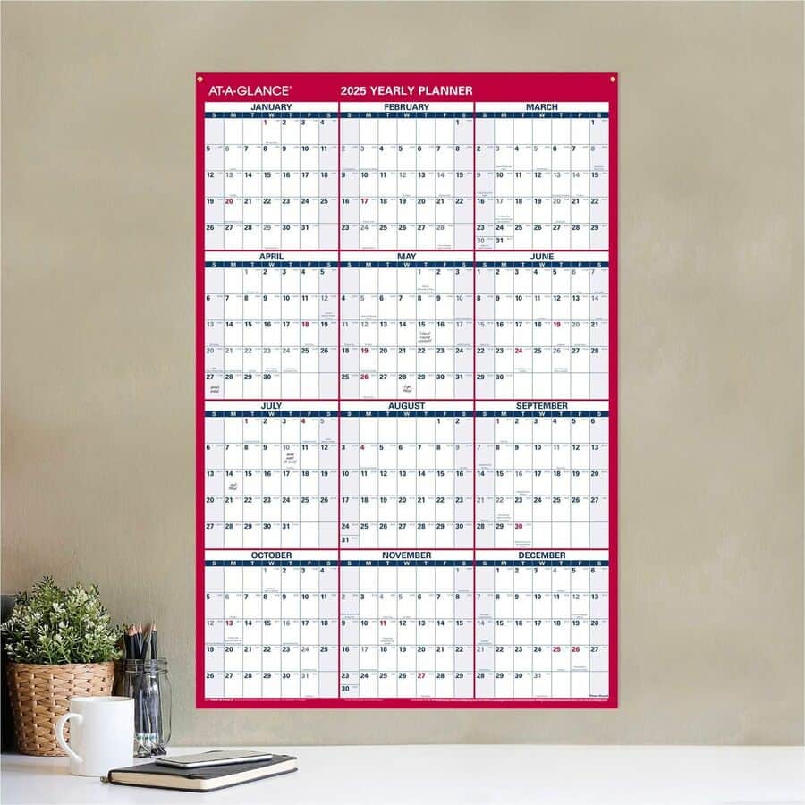 Vertical Horizontal Reversible Erasable Wall Calendar by At-A