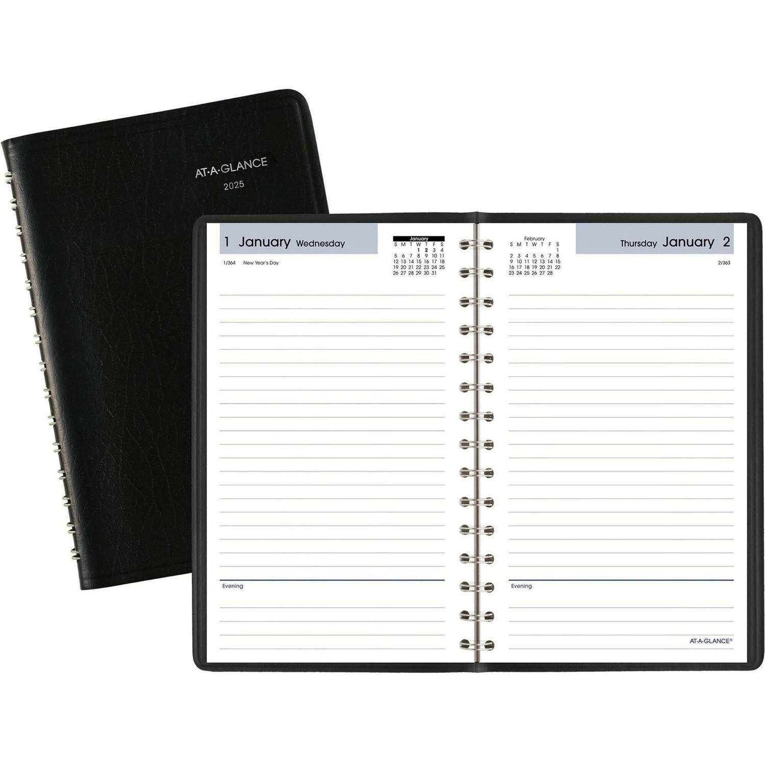 2025 AT-A-GLANCE DayMinder Daily Appointment Book Planner, 5" X 8", Black, January 2025 To December 2025, G10000
