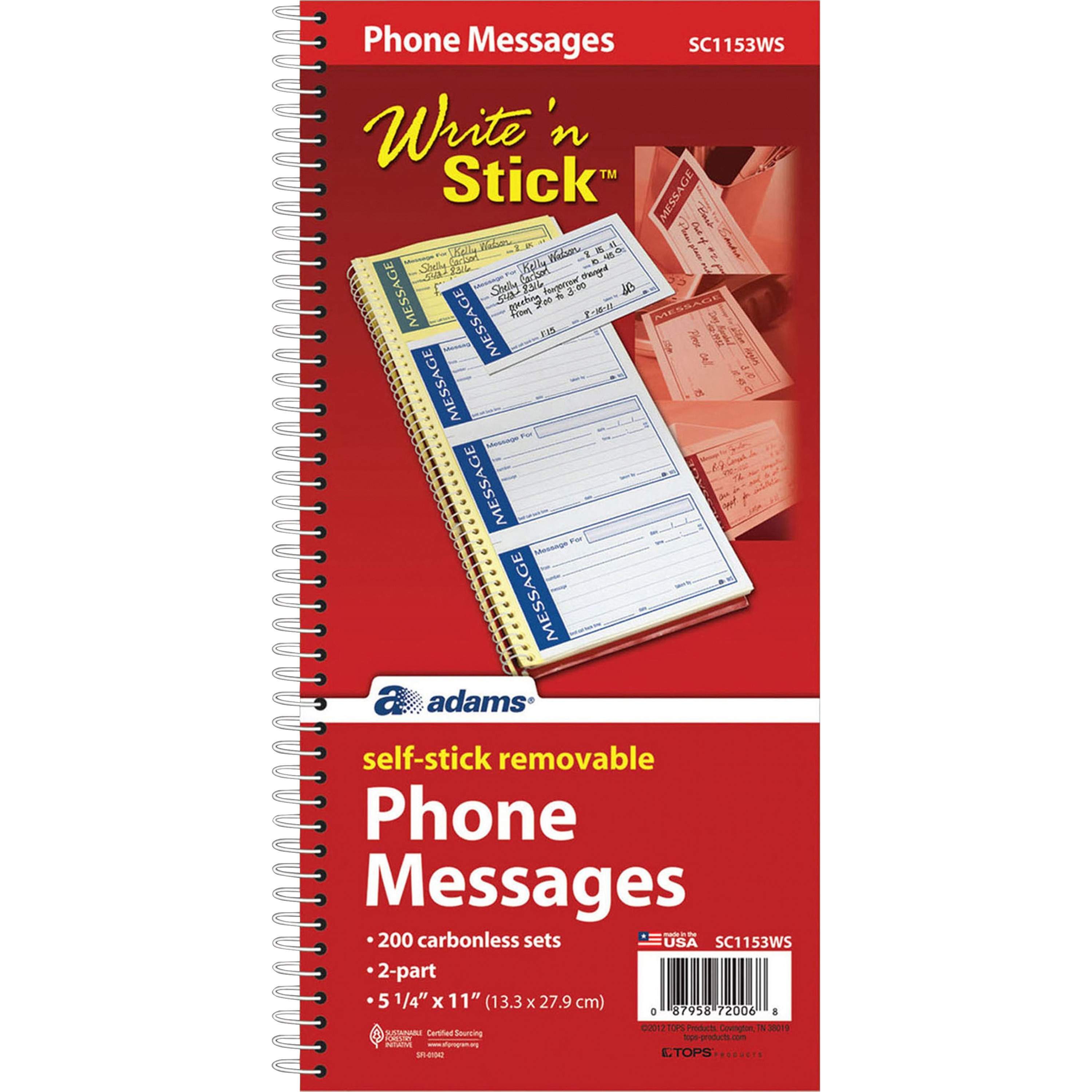 【earBOOKS】MESSAGE IN A BOX Write 'n Stick Phone Message Book by Adams® ABFSC1153WS