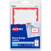 AVE5143 - Border Print or Write Name Tags, 2 21/64" Width x 3 3/8" Length, Removable Adhesive, Rectangle, Inkjet, Laser, Matte, White, Red, Red Border, Paper