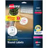 AVE5294 - Round High Visibility Labels, 2 1/2" Diameter, Permanent Adhesive, Round, Laser, Inkjet, Matte, White, Paper, 12 / Sheet, 25 Total Sheets, 300 Total Label(s), 300 / Pack