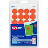 AVE05467 - Color-Coding Labels, 3/4" Diameter, Removable Adhesive, Round, Laser, Neon Red, 24 / Sheet, 1008 / Pack