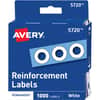 AVE05720 - White Self-Adhesive Reinforcement Labels, 0.3" Diameter, 3 x Holes, Round, White, Polyvinyl, 1 Pack
