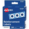 AVE05729 - White Self-Adhesive Reinforcement Labels, 0.3" Diameter, 0.25" Maximum Capacity, Round, White, 200 / Pack