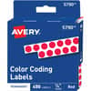 AVE05790 - 1/4" Color-Coding Labels, 1/4" Diameter, Permanent Adhesive, Round, Red, Self-adhesive, 450 / Pack