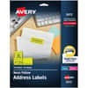 AVE5972 - Address Label, x 1" Width x 2 5/8" Length, Permanent Adhesive, Rectangle, Laser, Inkjet, Matte, Neon Yellow, Paper