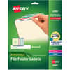 AVE6466 - Removable Laser/Inkjet Filing Labels, 2/3" Width x 3 7/16" Length, Removable Adhesive, Rectangle, Inkjet, Laser, Matte, Blue, Green, Red, White, Yellow, Paper, 30 / Sheet, 25 Total Sheets