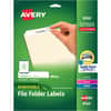 AVE8066 - Removable File Folder Labels, 2/3" Width x 3 7/16" Length, Removable Adhesive, Rectangle, Inkjet, Laser, Matte, White, Paper, Jam Resistant, PVC-free, Removable, Reusable, Stick & Stay, 30 / Sheet