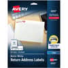 AVE8257 - Sure Feed&reg; White Return Address Labels, 3/4" Width x 2 1/4" Length, Permanent Adhesive, Rectangle, Inkjet, Matte, White, Paper, Print-to-the Edge, Permanent Adhesive, Stick & Stay, Jam Resistant