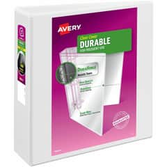 AVE09701 - Durable View Binder - EZD Rings, 3" Binder Capacity, Letter, 8 1/2" x 11" Sheet Size, 670 Sheet Capacity, 3 Ring(s), Fastener(s): D-Ring, Pocket(s): 4, Internal, Poly, White, Recycled