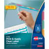 AVE12452 - Print & Apply Translucent Dividers, 25 x Divider(s), Print-on Tab(s), 5, 5 Tab(s)/Set, 8.5" Divider Width x 11" Divider Length, 3 Hole Punched, Translucent Plastic Divider, Multicolor Plastic Tab(s)