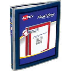 AVE15766 - Flexi-View Binder &frac12;" , Round Rings, Blue, 1/2" Binder Capacity, Letter, 8 1/2" x 11" Sheet Size, 100 Sheet Capacity, 3 x 0.50" Ring(s), Fastener(s): Round Ring, Pocket(s): 0, Internal, Polypropylene