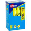AVE24000 - Desk-Style, Fluorescent Yellow, 1 Count (24000), Chisel Marker Point, Washable, Fluorescent Yellow Ink, Water Based, Yellow Barrel, 1 Dozen
