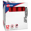 AVE24147 - Marks A Lot, Permanent Markers, Jumbo Desk-Style, 12 Red (24147), Red Ink, Red Barrel, Plastic, Metal, Classroom, Office, 12