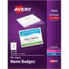 AVE74540 - Pin-Style Name Badges, Clear, White, 1 Box