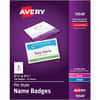 AVE74549 - Pin-Style Name Badges, 3 1/2" x 2 1/4", White, Clear, 1 Box