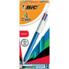 BICMM11 - 4-Color Retractable Pen, Medium Pen Point, Refillable, Retractable, Multi, Black, Red, Green Ink, Blue, White Barrel, 12 / Box