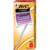 BICMS11RD - Classic Cristal Ballpoint Pens, Medium Conical Pen Point, Red Ink, Clear Barrel, Metal Tip, 12 / Dozen