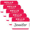 CLI92234 - Hello My Name Is Adhesive Name Badges, Hello My Name Is, 3 1/2" Width x 2 1/4" Length, Rectangle, Red, 100 / Box
