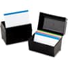 OXF01581 - Plastic Index Card Boxes with Lids, External Dimensions: 8" Width x 5" Height, 400 x Card, Flip Top Closure, Plastic, Black, For Card, 1 Each