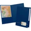 OXF04162 - Executive Letter Recycled Pocket Folder, 1/2" Folder Capacity, 8 1/2" x 11", 80 Sheets Capacity, 2 Front Pocket(s), Linen, Blue, Gold, Die-cut, 30% Recycled, 4 / Pack