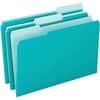 PFX421013AQU - 1/3 Tab Cut Letter Recycled Top Tab File Folder, 8 1/2" x 11", Top Tab Location, Assorted Tab Position, Aqua, 10% Recycled, 100 / Box