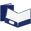 OXF51743 - Showfolio Letter Pocket Folder, 8 1/2" x 11", 100 Sheets Capacity, 2 Pocket(s), Paperboard, Dark Blue, High Gloss, Soil Resistant, Moisture Resistant, Die-cut, Laminated, Twin Pocket, 25 / Box