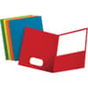 OXF57513 - Letter Recycled Pocket Folder, 8 1/2" x 11", 100 Sheets Capacity, 2 Internal Pocket(s), Leatherette, Blue, Green, Yellow, Orange, Red, Turned Edge, 10% Recycled, 25 / Box