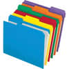 PFXR15213ASST - 1/3 Tab Cut Letter Recycled Top Tab File Folder, 8 1/2" x 11", Top Tab Location, Assorted Tab Position, 11 pt., Assorted, Reinforced, Preprinted, 10% Recycled, 100 / Box