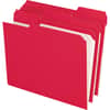 PFXR15213RED - 1/3 Tab Cut Letter Recycled Top Tab File Folder, 8 1/2" x 11", Top Tab Location, Assorted Tab Position, 11 pt., Red, Reinforced Tab, Preprinted, 10% Recycled, 100 / Box