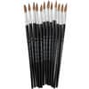 LEO73510 - Round Camel Hair Paint Brushes, No. 10, Wood Black Handle, Aluminum Ferrule, 1 Dozen