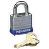 MLK7D - Four-Pin Tumbler Lock, Laminated Steel Body, 1.12" Wide, Silver/Blue, 2 Keys