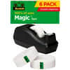 MMM810C40BK - 3/4"W Magic Tape, 27.78 yd Length x 0.75" Width, 1" Core, Matte, Clear, Dispenser Included, Desktop Dispenser, Split Resistant, Tear Resistant, For Mending, Splicing, 1 Pack
