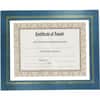 NUD21201 - Flat Document Frames, Holds 11" x 8.50" Insert, Desktop, Horizontal, Vertical, Easel Back, Hanger, Leatherette, Blue, 2 / Pack