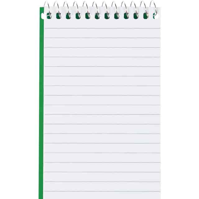Spiral Pocket Memo Book, Narrow Ruler, 4x6, White, 40-Sheet