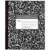 ROA77333 - Wide Ruled Flexible Cover Composition Book, 8.5" x 7" 48 Sheets, Black Marble, 48 Sheets, 96 Pages, Printed, Sewn/Tapebound, Both Side Ruling Surface, Wide Ruled Front Ruling, 0.34" Ruled, Red Margin