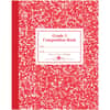 ROA77922 - Grade School Ruled Marble Flexible Cover Composition Book, 50 Sheets, 100 Pages, Printed, Sewn/Tapebound, Both Side Ruling Surface, Grade Three Ruling Front Ruling, 0.50" Ruled, Red Margin